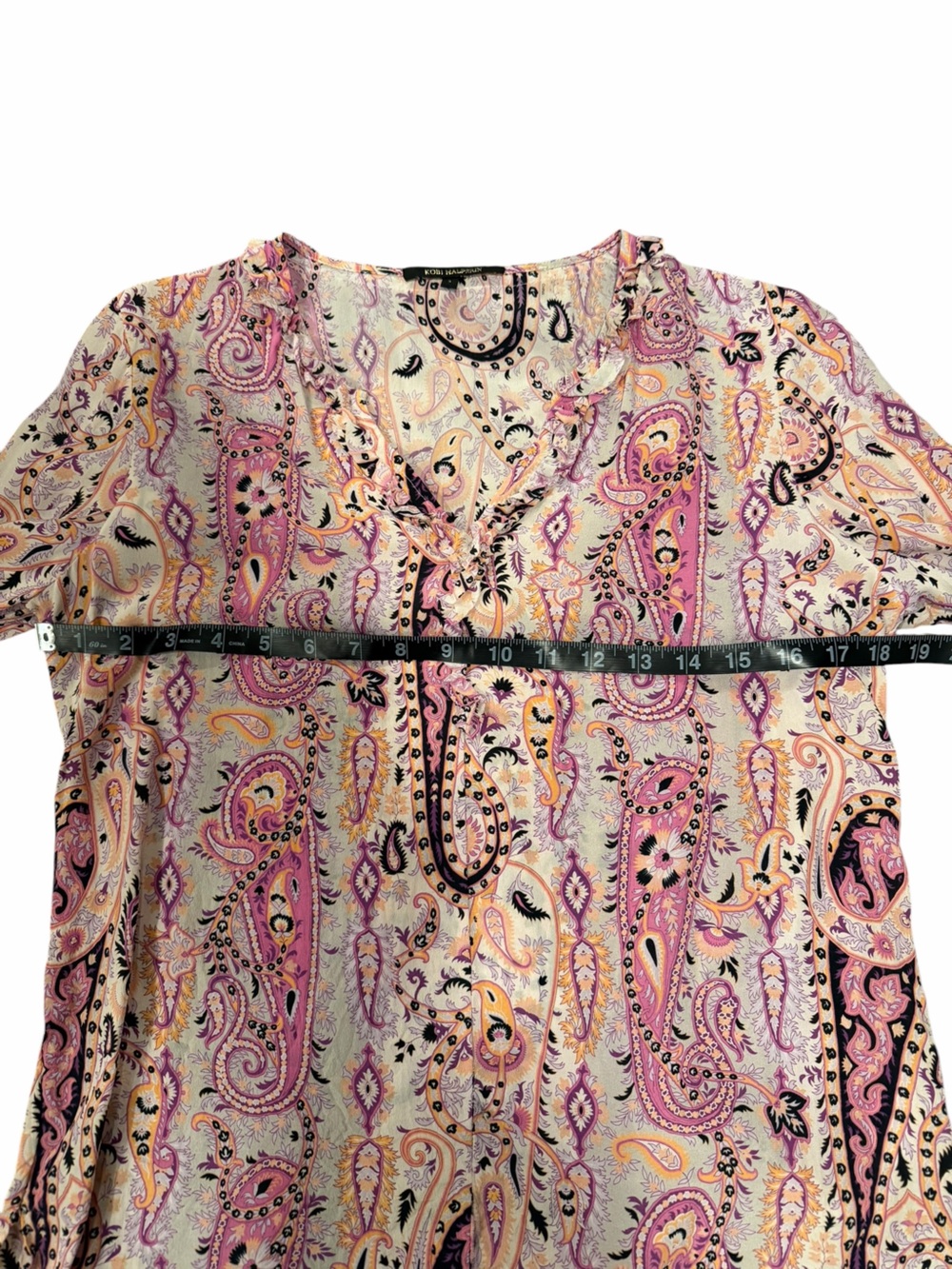 Kobi Halperin Celia 100% Silk Paisley Bell Sleeve Blouse Size S - Picture 7 of 8